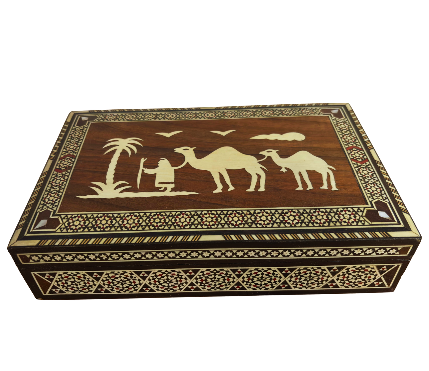 Vintage 1970 Damascene Mosaic Box with Camels - Only One On Stock-