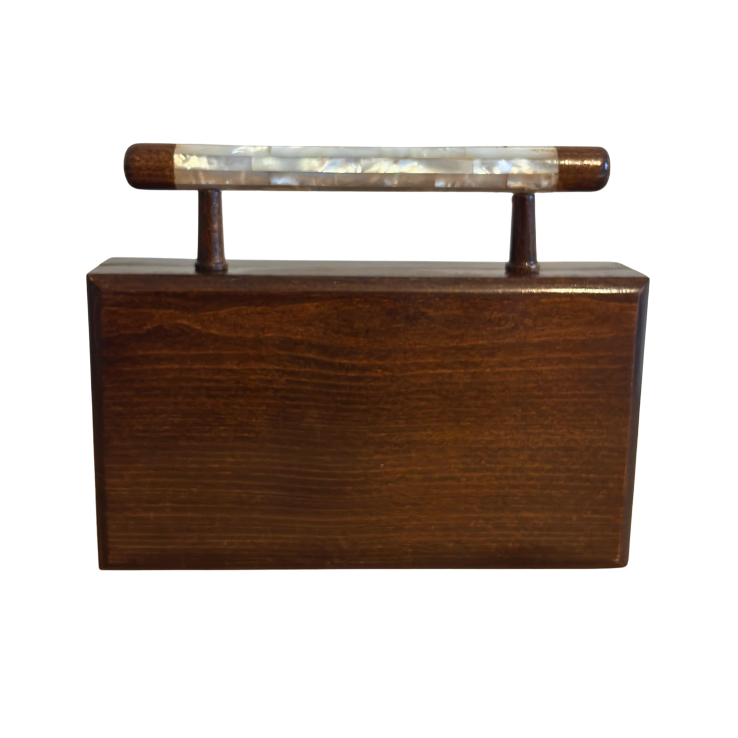 The Garden of Secrets – Handcrafted Damascene Walnut Clutch with Geometric & Botanical Mother of Pearl Inlay