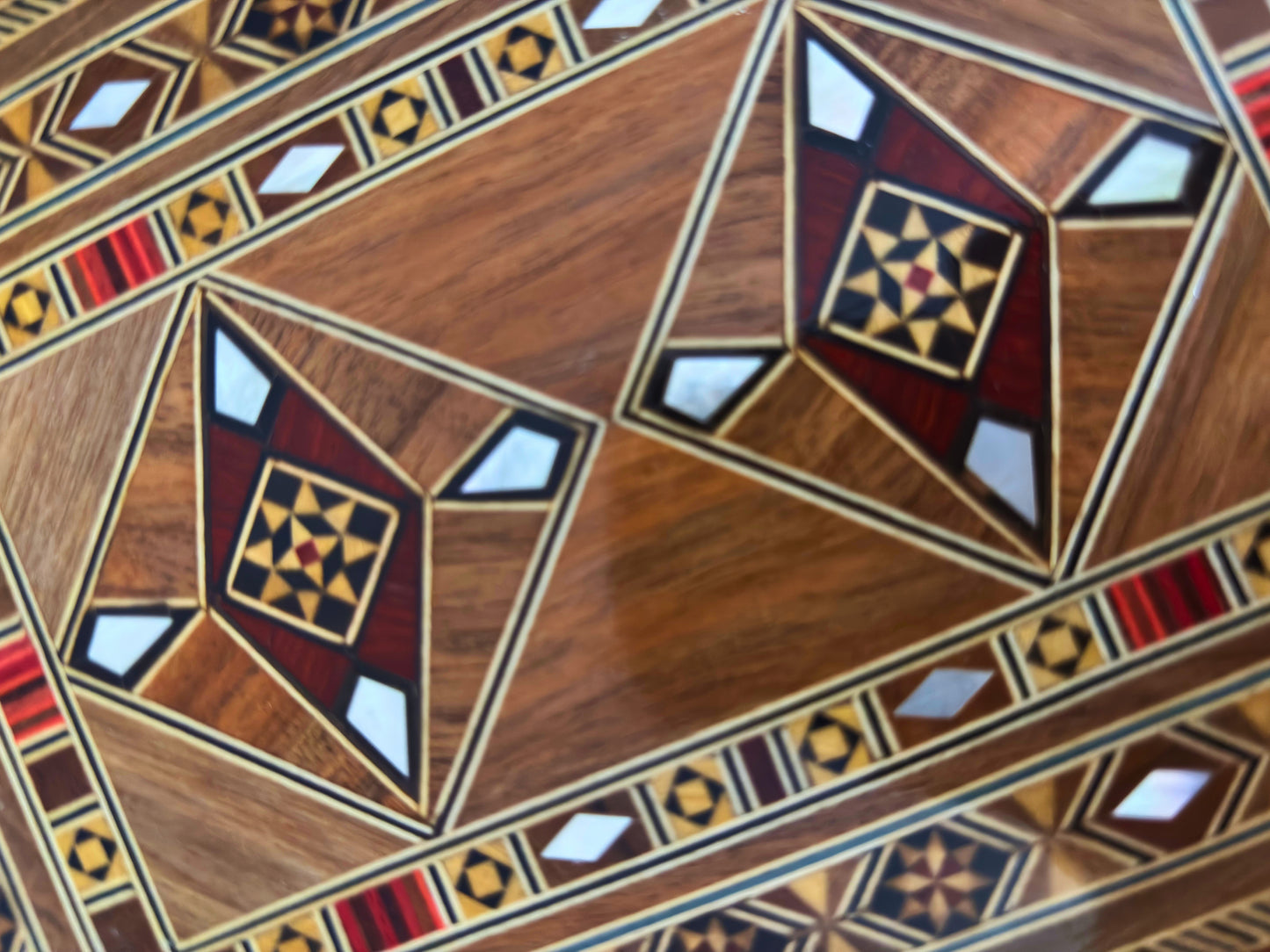 Caixa artesanal de mosaico para joias, incrustação em madrepérola, baú de madeira de luxo para lembranças, arte damascena -Edição Limitada-