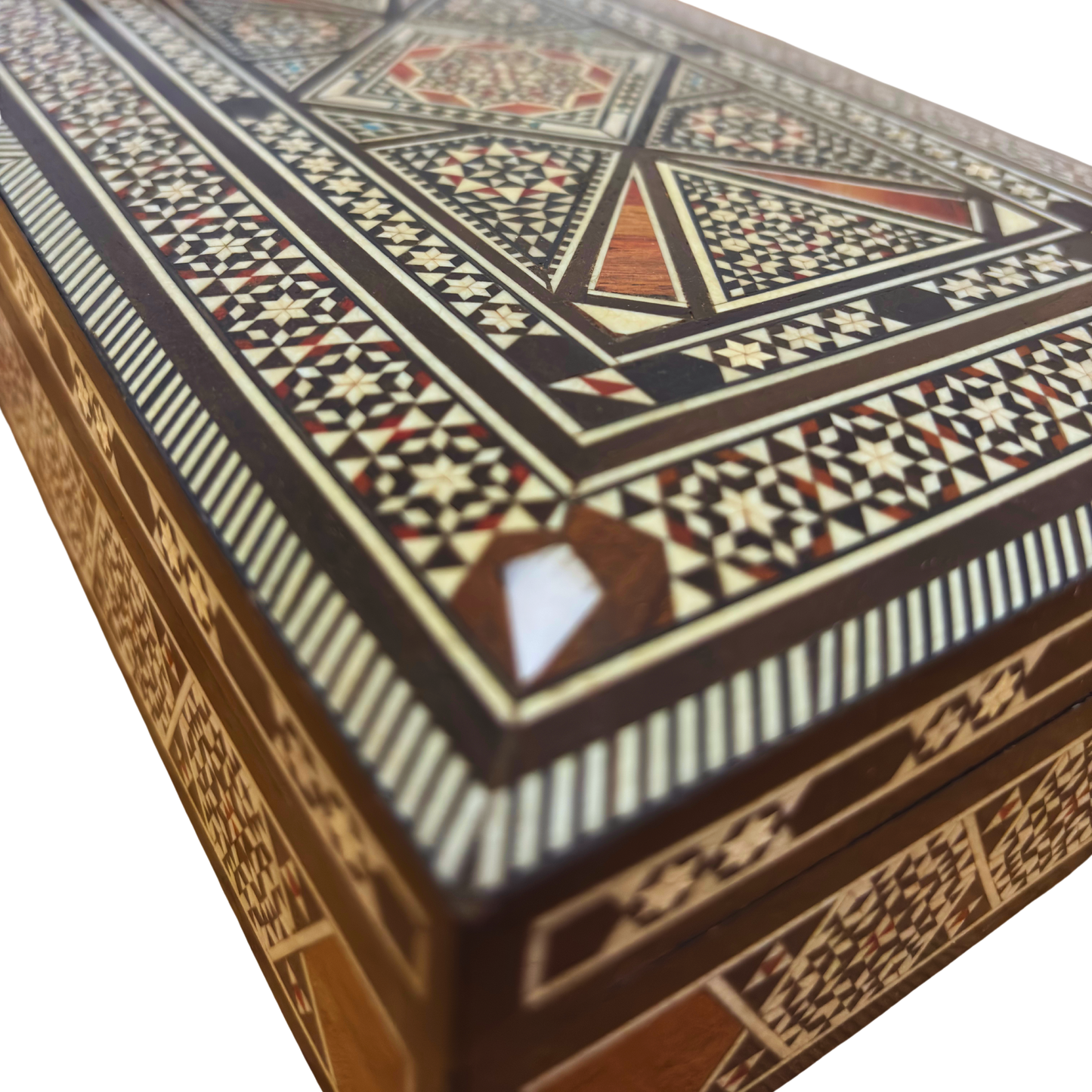 Vintage 1970 Damascene Wooden Mosaic Box