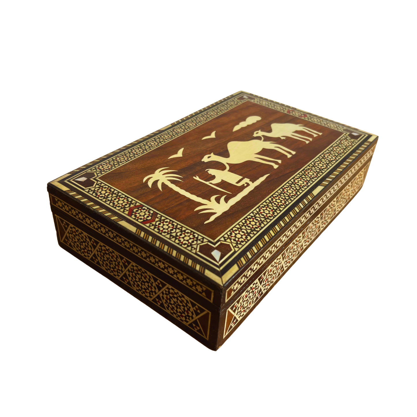 Vintage 1970 Damascene Mosaic Box with Camels - Only One On Stock-