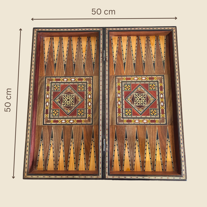 Handcrafted Damascene Backgammon & Chess Table Set by Gaby Al Dayeh – Mother of Pearl Inlay