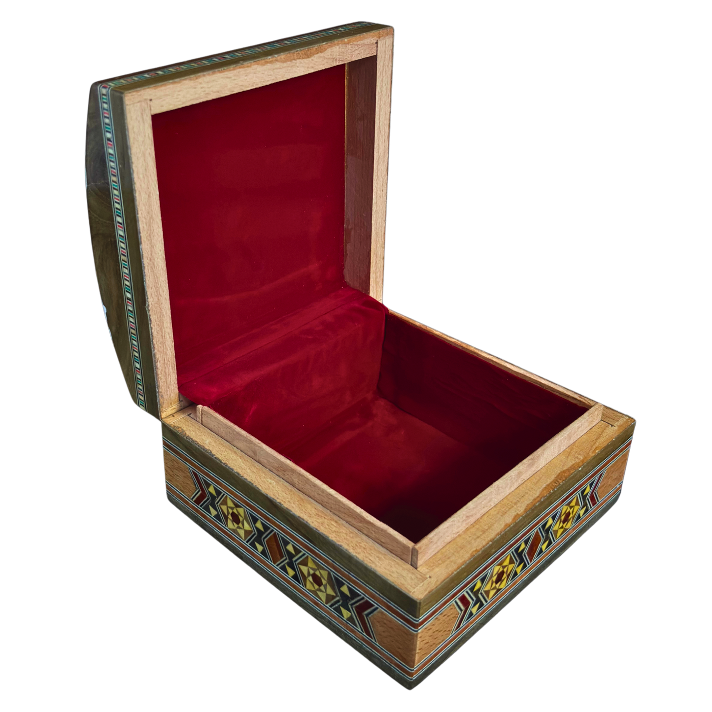 Elegant Damascene Mosaic Box – Mother of Pearl & Velvet