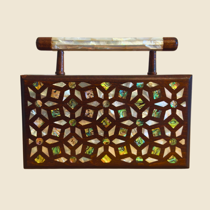 Yasmine – Clutch Damascena di Lusso con Madreperla & Interno in Broccato