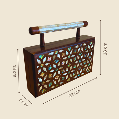 Yasmine – Clutch Damascena di Lusso con Madreperla & Interno in Broccato