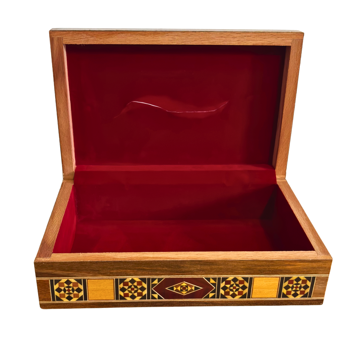Elegante Porta Fazzoletti Damaschino in Legno – Incastro di Madreperla & Interno in Velluto