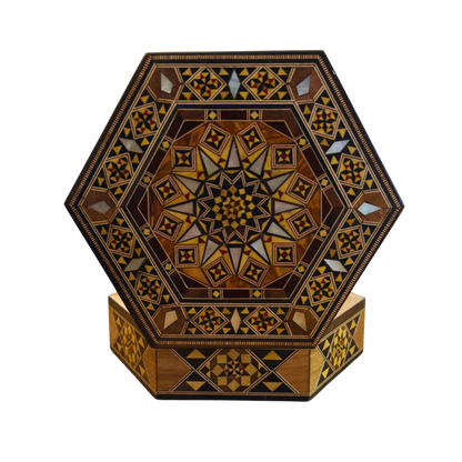 Handgemaakte Damascene-Mozaïekdoos – Parelmoer & Fluweelelegantie