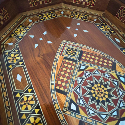 Damasceńska Drewniana Taca Mozaikowa – Masa Perłowa & Wykończenie Orzechowe