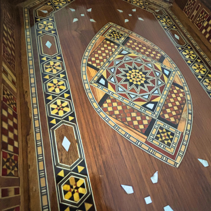 Damasceńska Drewniana Taca Mozaikowa – Masa Perłowa & Wykończenie Orzechowe