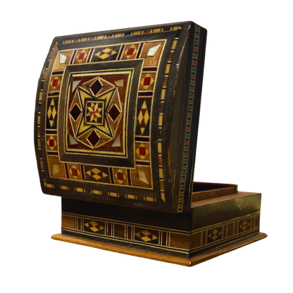 Handcrafted Mosaic Box – Traditional Damascus Art & Velvet Interior