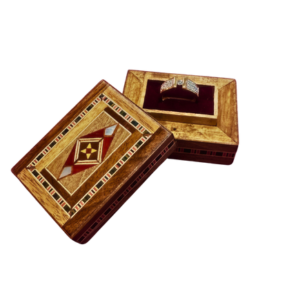 Scatola Porta Anello in Mosaico Artigianale di Damasco – Velluto