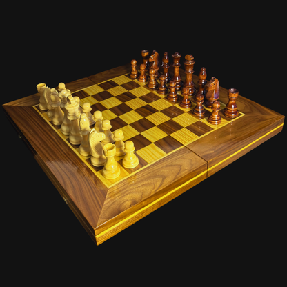 طاولة شطرنج و زهر دمشقية فاخرة من صنع الحرفي غابي الدايه – تصميم  كلاسيكي من الخشب الطبيعي