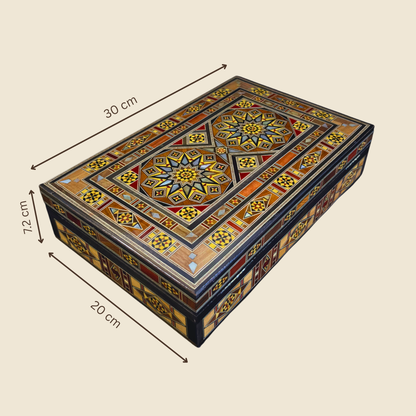 Handgefertigte Mosaik-Schatulle aus Damaskus – Holzkunst & Samt