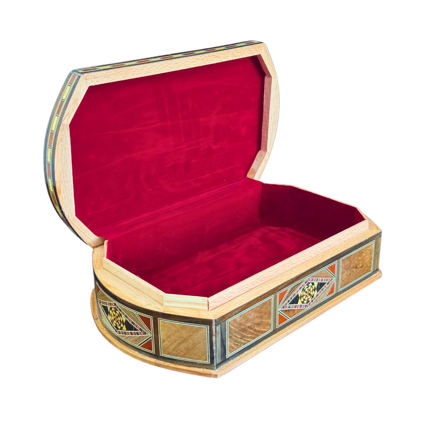 Elegant Mosaic Box – Damascene Art & Velvet Interior