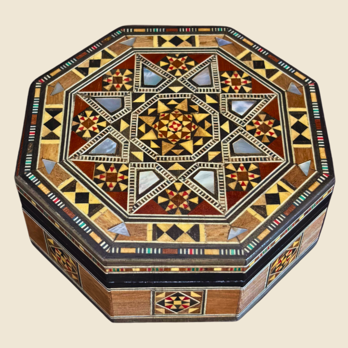 Petite Damascene Mosaic Box – Mother of Pearl & Velvet