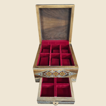 Luxury Damascene Mosaic Watch Box for 6 Watches – Mother of Pearl & Velvet