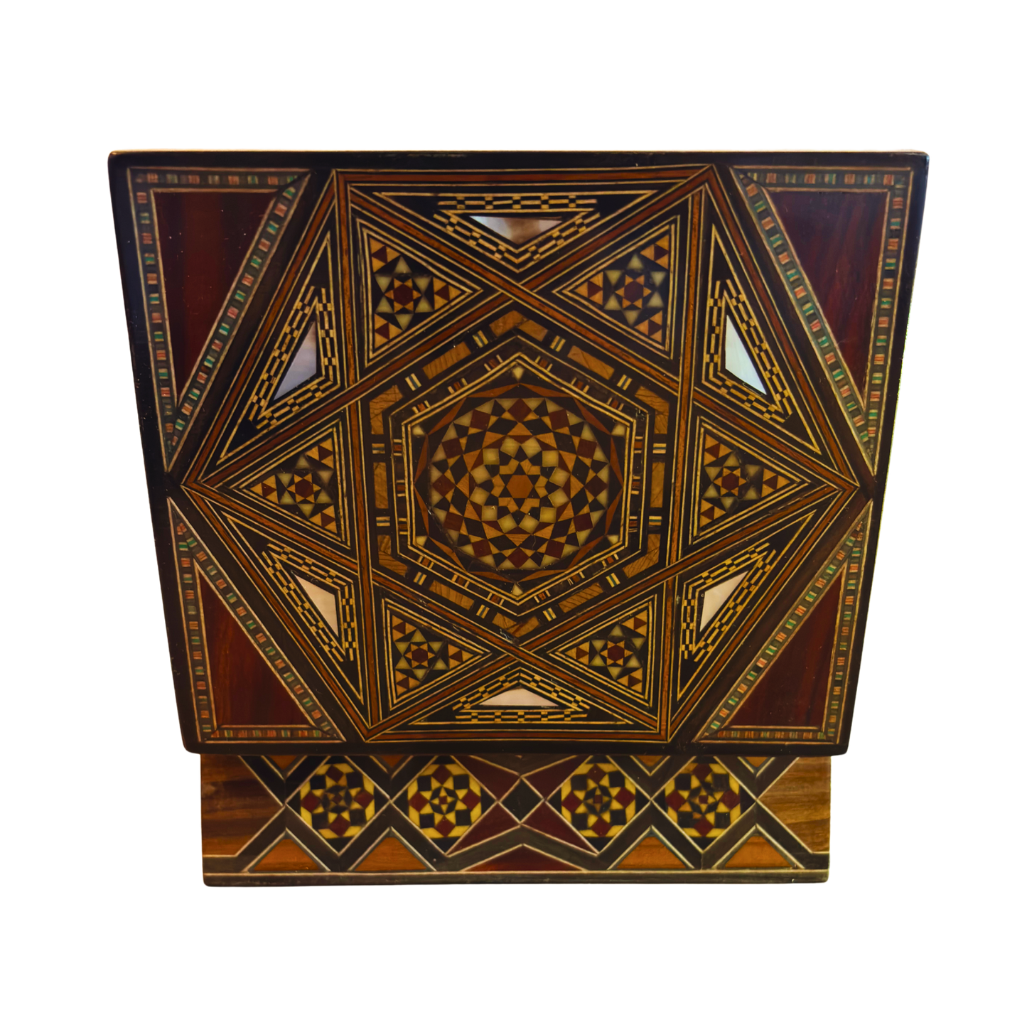 Refined Damascene Mosaic Box by Master Gaby Al Dayeh – Mother of Pearl & Velvet Interior