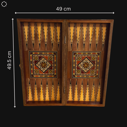 Mesa de Backgammon y Ajedrez Damasquina Hecha a Mano por Gaby Al Dayeh – Diseño Clásico