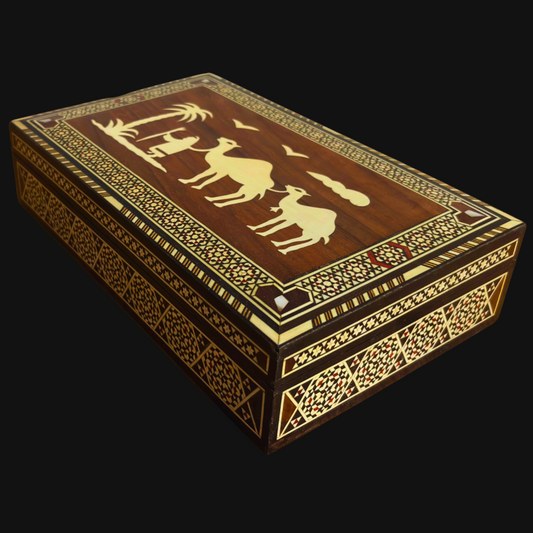 Vintage 1970 Damascene Mosaic Box with Camels - Only One On Stock-